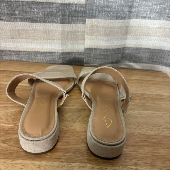 Joie Nolita Beige Linen‎ Square Toe Sandals Size 9.5 - Picture 7 of 9